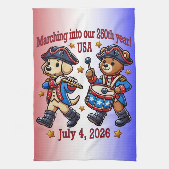 Linge De Cuisine 4 juillet USA 250e anniversaire Semiquincentenaire (Vertical)