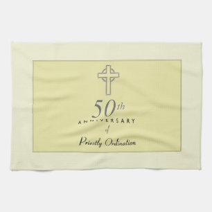 Linge De Cuisine 50e anniversaire du prêtre avec croix bossée