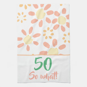 Linge De Cuisine 50e anniversaire Orange Funny Aquarelle Flower