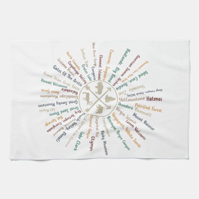 Linge De Cuisine 63 Carte des parcs nationaux Cadeaux US Park Campi (Horizontal)