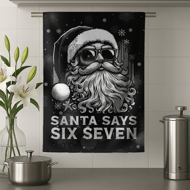 Linge De Cuisine 67 Meme Drôle Santa Dit Six Sept Noël (Créateur téléchargé)