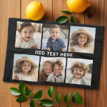 Linge De Cuisine 6 Photos avec texte blanc sur noir<br><div class="desc">Un collage de 6 photos carrés avec une ligne de texte mise en surbrillance au milieu. Ajoutez "GRANDPA" ou "DADDY" avec la photo des enfants et faites un mignon souvenir pour la famille. Ajoutez vos photos préférées à ce modèle amusant. Vous pouvez utiliser des photos carrés ou n'importe quelle photo...</div>