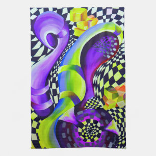 Linge De Cuisine 80 s Art Deco Geometric Pattern