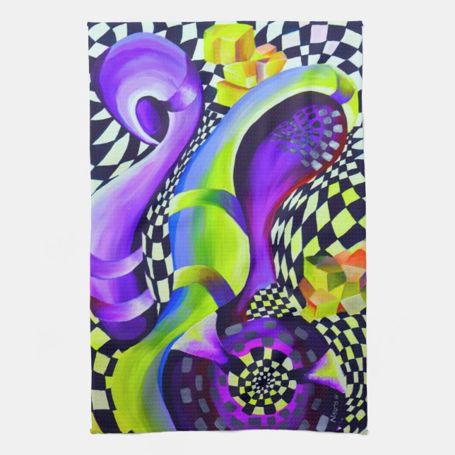 Linge De Cuisine 80 s Art Deco Geometric Pattern (Vertical)