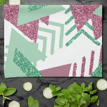 Linge De Cuisine 80s Abstraits frais | Motif de formes rose et vert<br><div class="desc">#abstractart La pastèque féminine a inspiré le pop-art abstrait moderne géométrique et moderne dans un vert néo-menthe ludique, le violet cassis rose et la palette verte sauge célébrant les années 1990 et 1980 avec des graphismes rétro totalement géniaux. Le style Memphis aléatoire des années 80 et 90 incluait des motifs...</div>