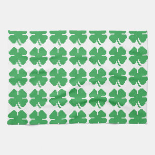 Linge De Cuisine 8 bits Pixel Lucky Four Leaf Clocher