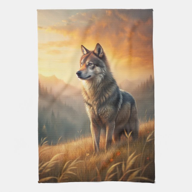 Linge De Cuisine A Beautiful Forest Wolf (Vertical)