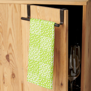 Linge De Cuisine à damiers Amour en Lime Vert et Blanc