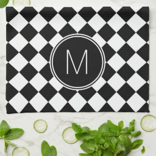 Linge De Cuisine À damiers noir et blanc rétro