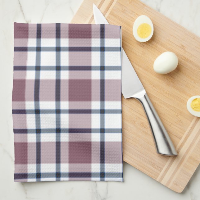 Linge De Cuisine À damiers rétro gris motif gris clair (Quart Plié)