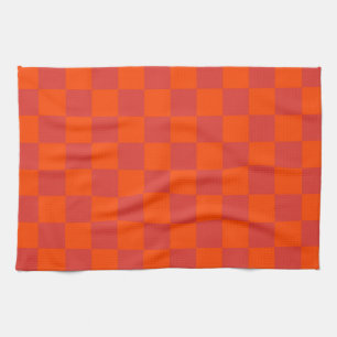 Linge De Cuisine À damiers rouge orange En vichy Motif