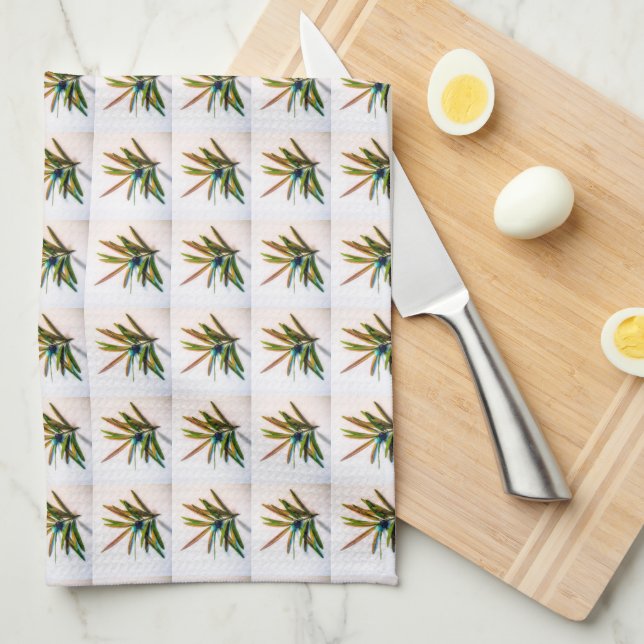 Linge De Cuisine À feuillage persistant Sprig avec Berries Motif De (Quart Plié)