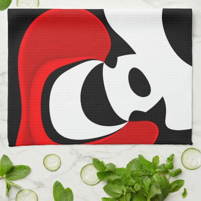 Linge De Cuisine À M. Redd : Noir, blanc et rouge Abstraits (Plié)