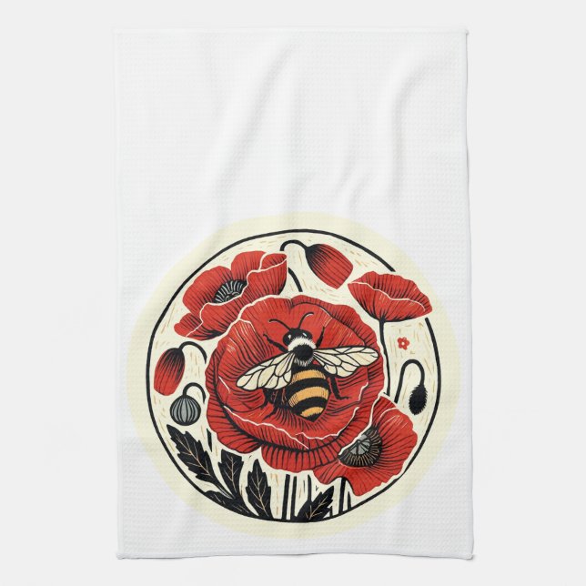 Linge De Cuisine Abeille rouge (Vertical)