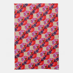 Linge De Cuisine Abeilles à fleurs Motifs violettes rouges rétro