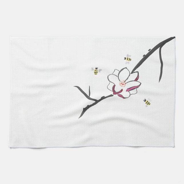 Linge De Cuisine Abeilles de magnolia et de miel (Horizontal)