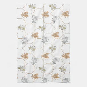 Linge De Cuisine Abeilles en cuivre argent moderne or