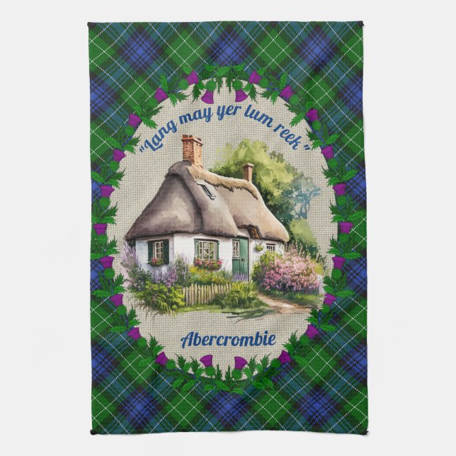 Linge De Cuisine Abercrombie Thatched Cottage & Tartan Personalized (Vertical)