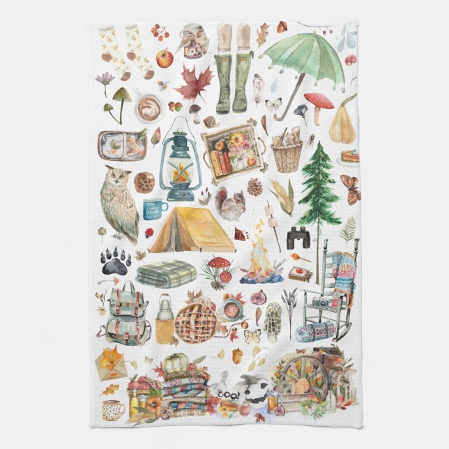 Linge De Cuisine Abondance d'automne | Illustrations Rustiques de a (Vertical)