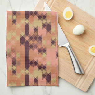 Linge De Cuisine Abricot orange bordeaux jaune géométrique