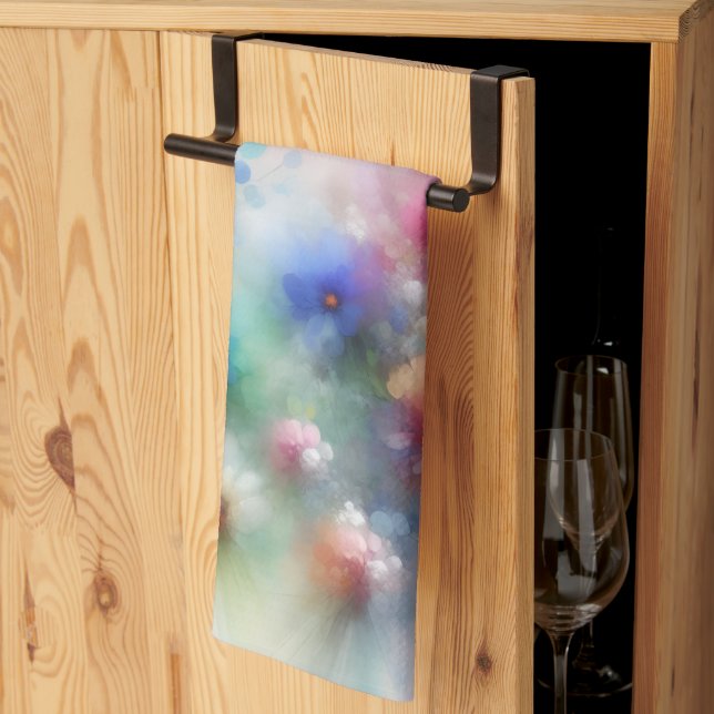 Linge De Cuisine Abstract Watercolor Florals Kitchen Towel (Pliage en tiers)