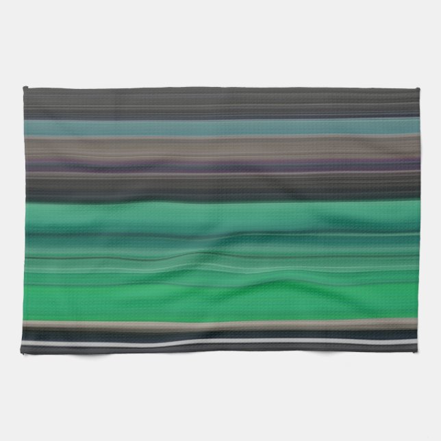 Linge De Cuisine Abstrait #1 : Vert et gris (Horizontal)