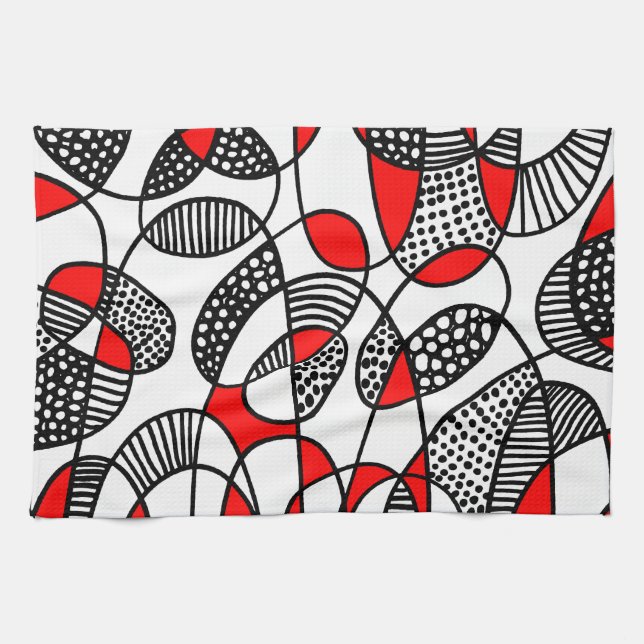 Linge De Cuisine Abstrait 211216 - Rouge (Horizontal)