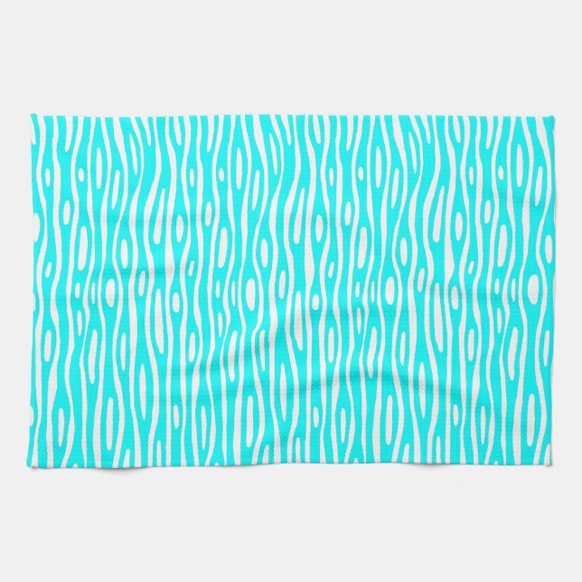 Linge De Cuisine Abstrait 280314 - Cyan en blanc (Horizontal)
