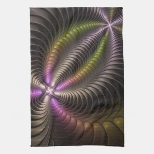 Linge De Cuisine Abstrait brillant Trippy coloré 3D Fractal Art