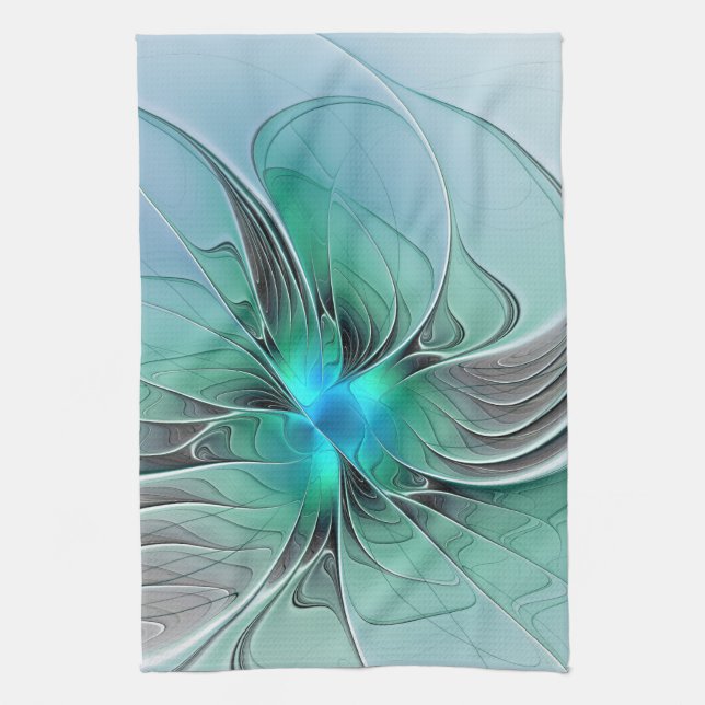 Linge De Cuisine Abstrait De Bleu, Art Fractal Moderne (Vertical)