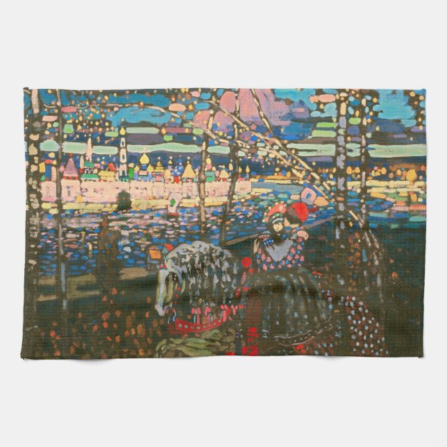 Linge De Cuisine Abstrait Kandinsky équitation Couple coloré (Horizontal)