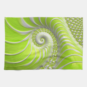 Linge De Cuisine Abstrait Moderne Lime Green Spiral Fractal