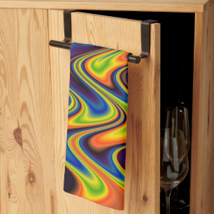 Linge De Cuisine Abstrait Multicolore Ondulé