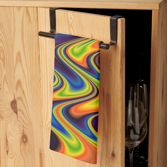Linge De Cuisine Abstrait Multicolore Ondulé (Pliage en tiers)