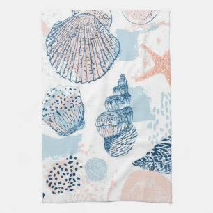 Linge De Cuisine Abstrait Naudtique Plage Bleu Pêche en Distress (2