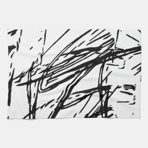 Linge De Cuisine Abstrait noir et blanc