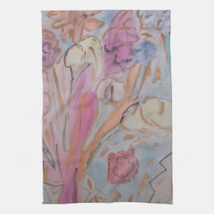Linge De Cuisine Abstrait Pastel Floral Tea Towel