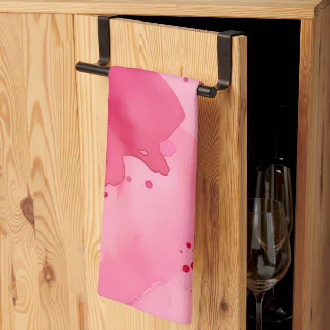 Linge De Cuisine Abstrait rose sur rose (Pliage en tiers)