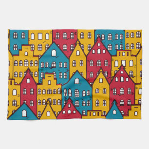 Linge De Cuisine Abstrait urbain : motif urbain vintage