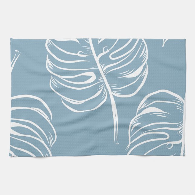 Linge De Cuisine Abstraite Feuille Tropicale : Verdure transparente (Horizontal)