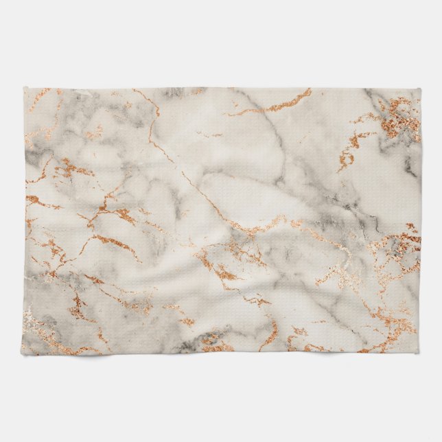 Linge De Cuisine Accents Brown et Motif Abstrait blanc (Horizontal)