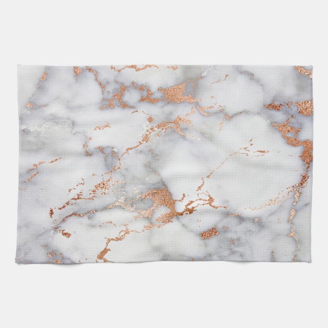 Linge De Cuisine Accents de sable et Motif Abstrait blanc (Horizontal)