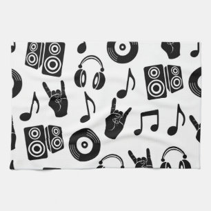 Linge De Cuisine Accessoires musicaux : Motif Vintage monochrome.