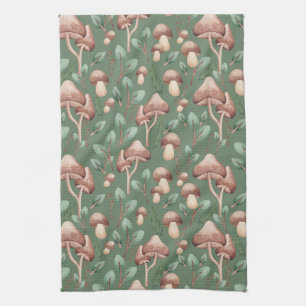 Linge De Cuisine Accueil moderne Eucalyptus Forêt Champignons sur V