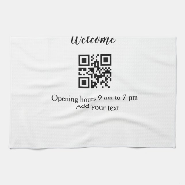 Linge De Cuisine Accueil simple ouverture bienvenue code barre QR a (Horizontal)