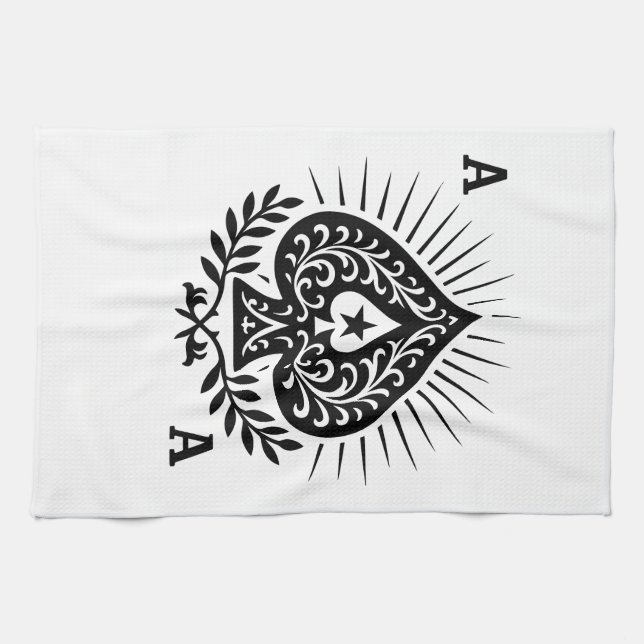 Linge De Cuisine Ace de pique — Filigree Star & Laurel (Horizontal)