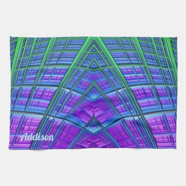Linge De Cuisine ADDISON ~ Violet Vert Bleu ~ Cuisine ORIGINALE  (Horizontal)