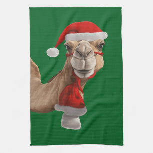 Linge De Cuisine Adorable Chameau mignon portant le chapeau de Noël