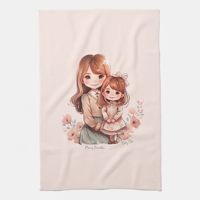 Linge De Cuisine Adorable maman et fille Bond (Vertical)