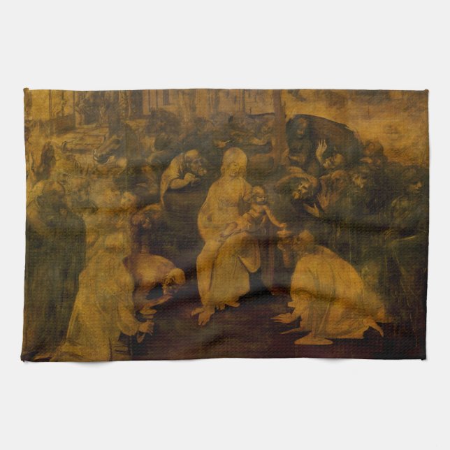 Linge De Cuisine Adoration des Magi par Leonardo da Vinci (Horizontal)